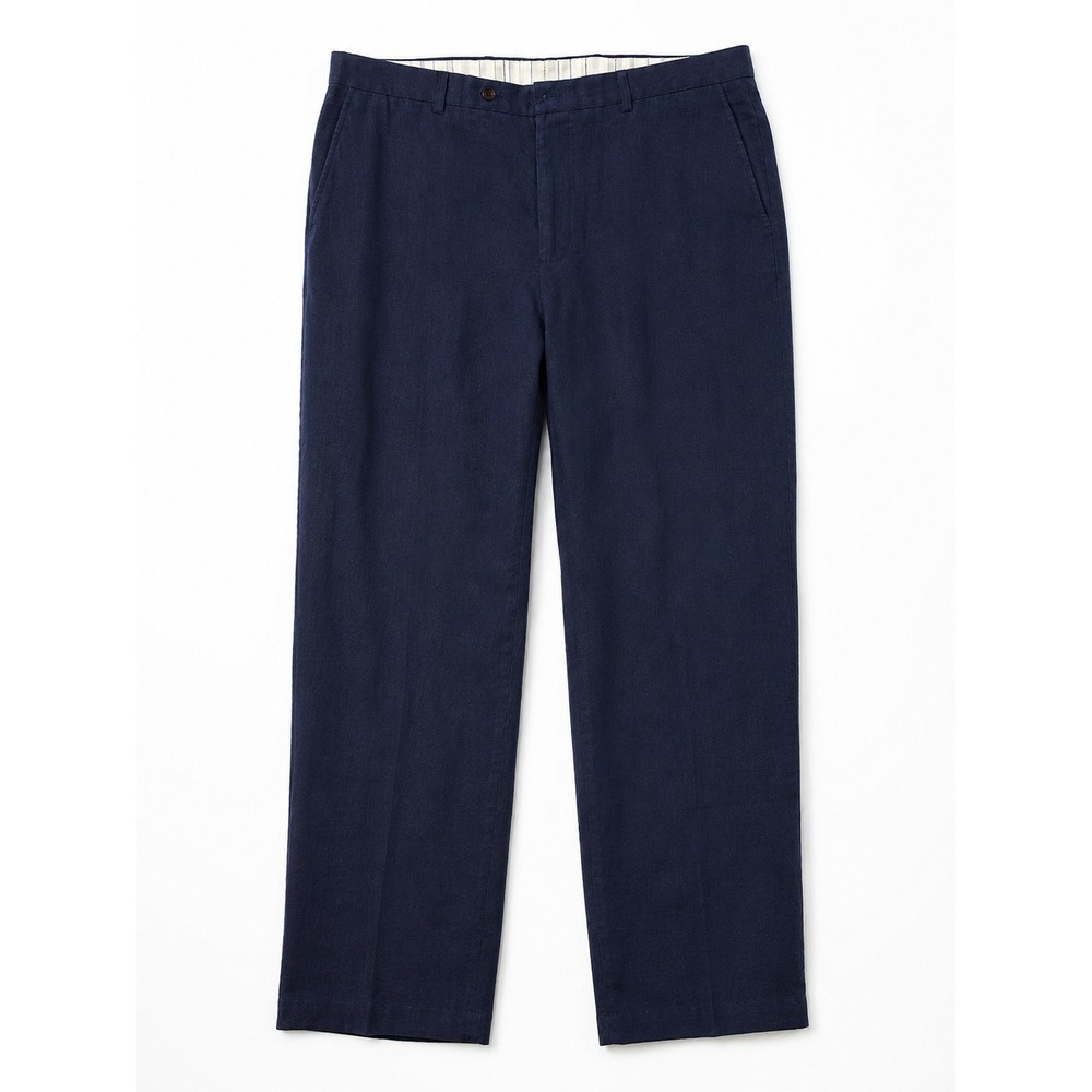 Polo by Ralph Lauren men's 100% linen trousers in classic navy blue.